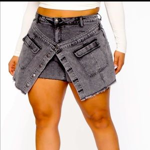 Skirt Overlay Denim Shorts